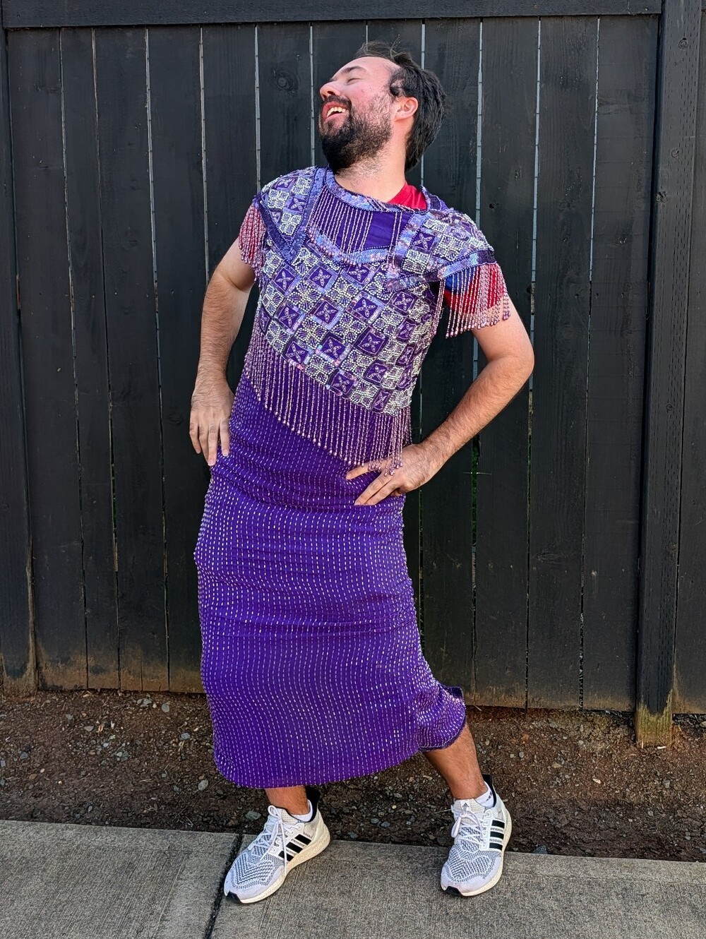 Vintage 80's Tan-Chho Beaded Silk Dress